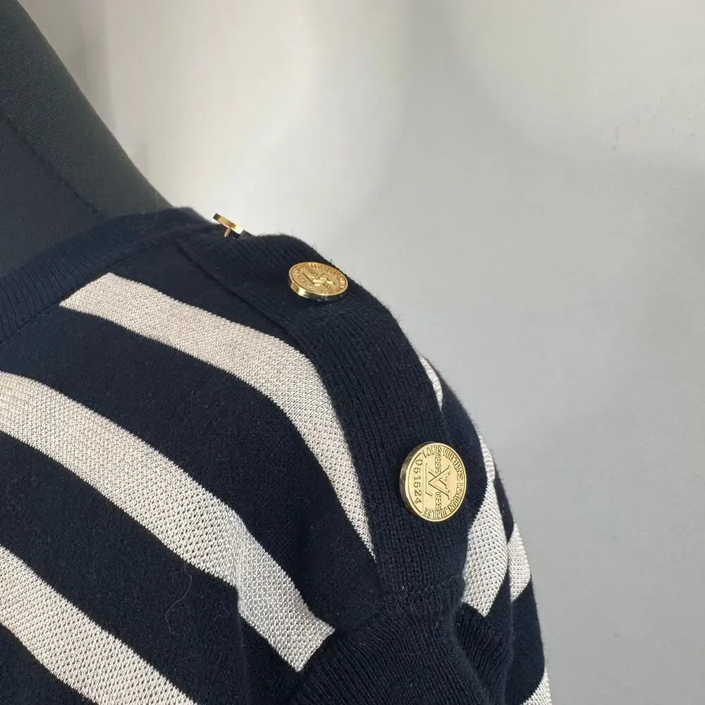LOUIS VUITTON Uniform Navy White London Jubilee Sweater Dress Striped Knit S/M?